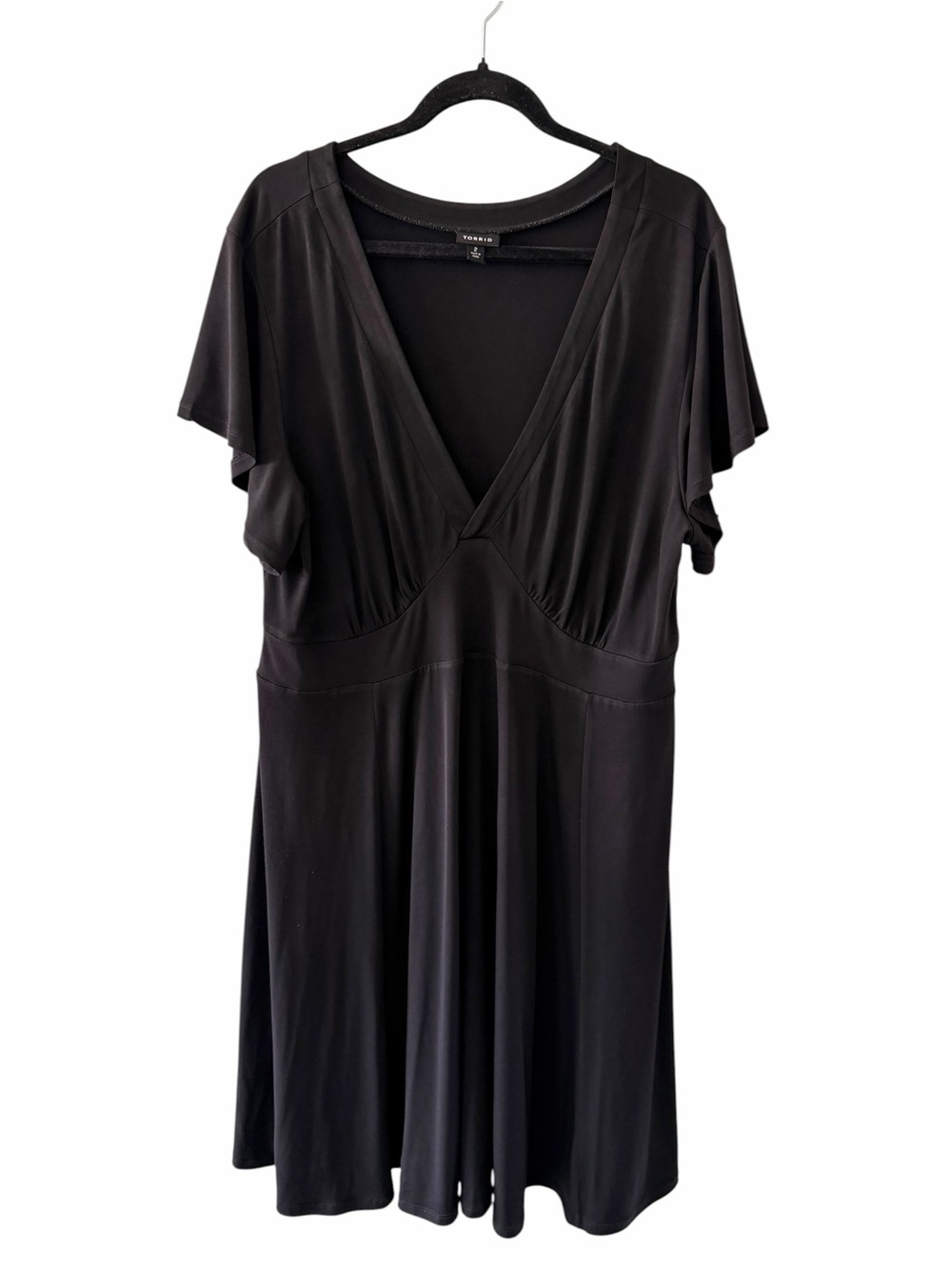 torrid Black Midi Dress with V-Neck size 2 (2x)